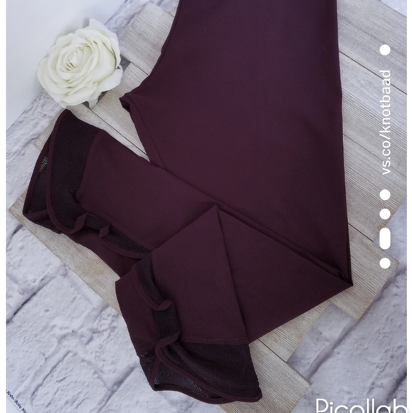 Aubergine Ruffled Mesh Leggings - Picture 1 of 5